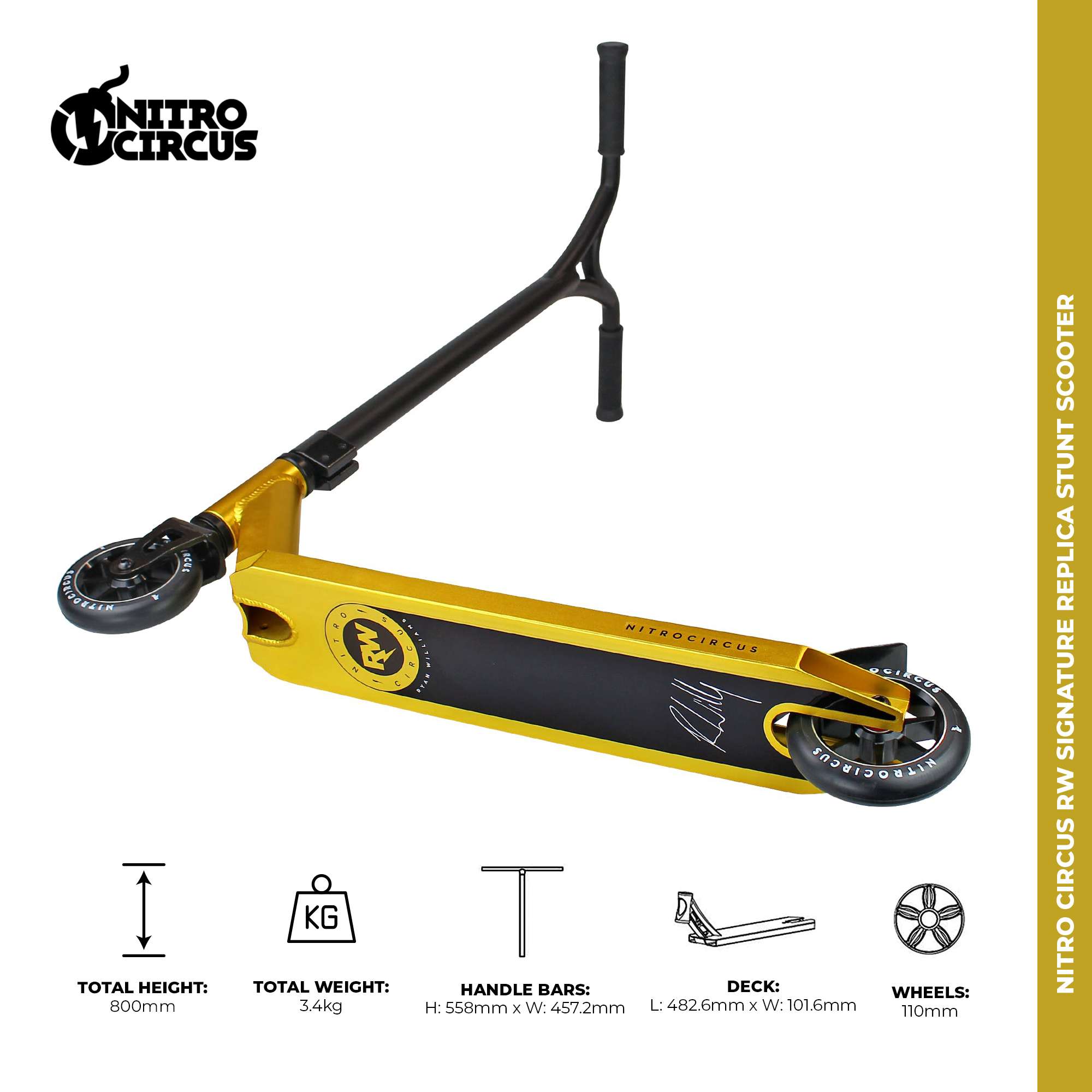 Nitro Circus Ryan Williams Signature REPLICA Stunt Scooter Gold