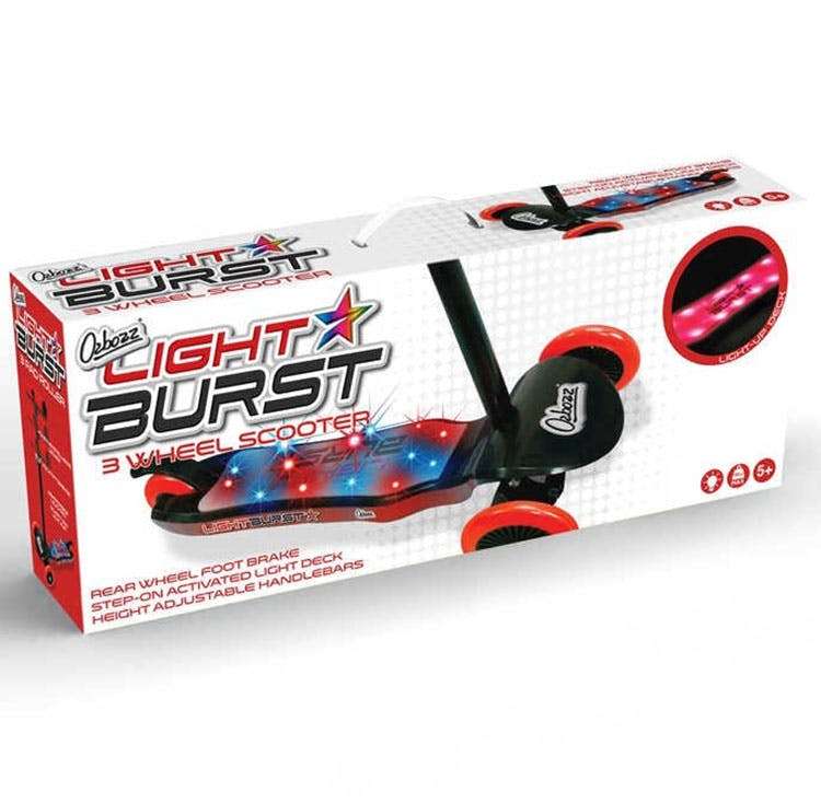 Ozbozz Light Burst 3 Wheel Scooter - Pink & White