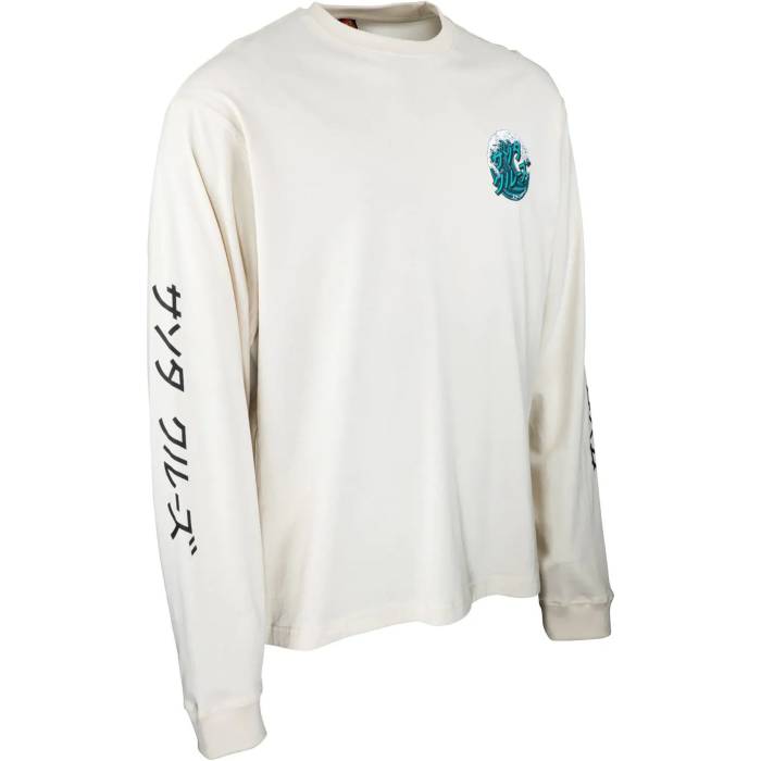 Santa Cruz Japanese Wave Dot Long Sleeve T Shirt - Off White