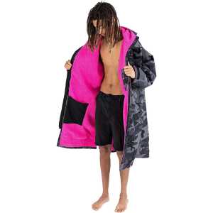 Dryrobe Advance Long Sleeve V3 Changing Robe - Black Camo/Pink