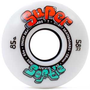 Enuff Super Softies Skateboard Wheels - White 58mm