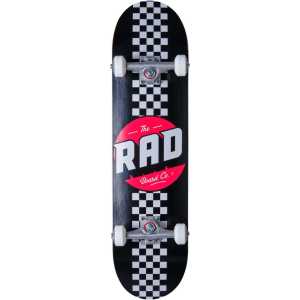 Rad Progressive Complete Skateboard Checker Stripe - Black/White 8&quot;