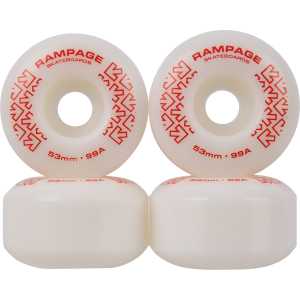 Rampage 99A 53mm Skateboard Wheels - White/Red