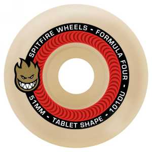 Spitfire Formula Four Tablet 101a Skateboard Wheels - White/Red 52mm (Pack of 4)