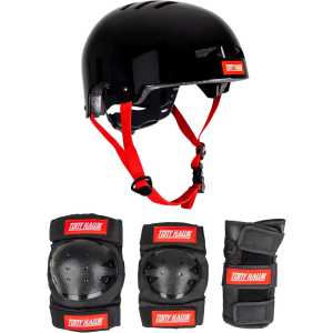 Tony Hawk Protective Helmet & Padset Bundle - Black/Red