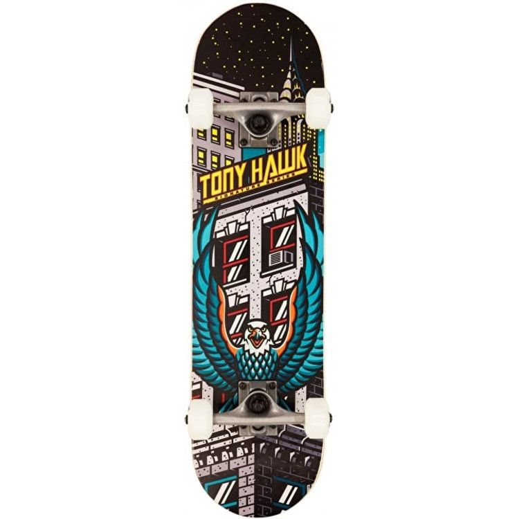 Tony Hawk SS 180 Downtown Mini Complete Skateboard 7.375 Inc Pads & Helmet Set