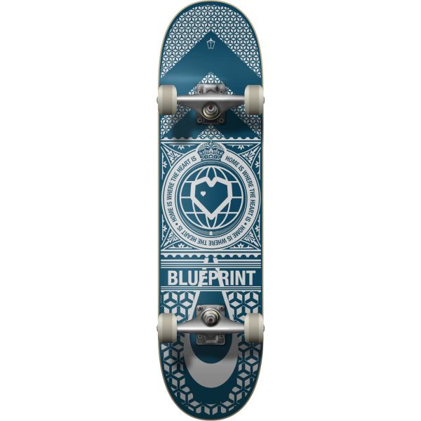 Blueprint Home Heart Complete Skateboard - Navy/White 8&#039;&#039;
