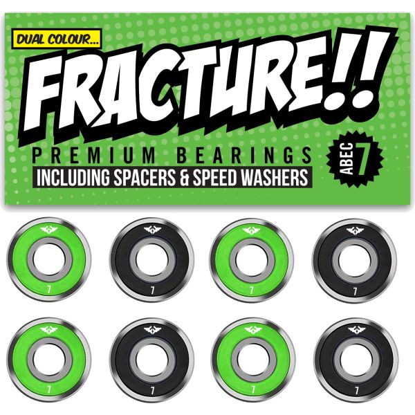 Fracture Skateboard Bearings ABEC 7 - Green/Black (Pack of 8)