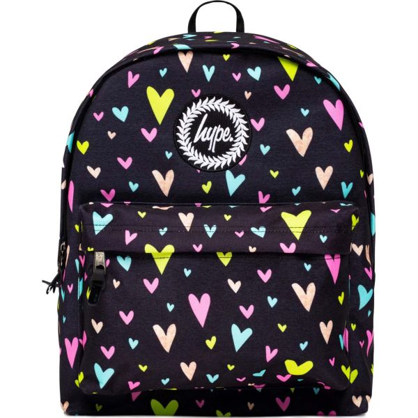 Hype Heart Gold Glitter Overlay Backpack - Black/Multi