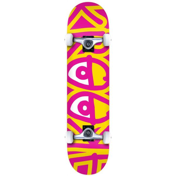 Krooked Team Big Eyes Complete Skateboard - Pink/Yellow 7.5&quot;