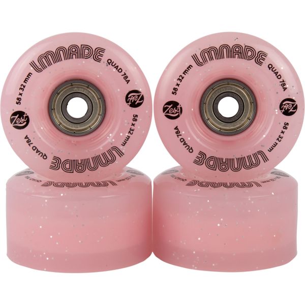 LMNADE Zest Quad Roller Skate Wheels - Pink Translucent Glitter 58mm