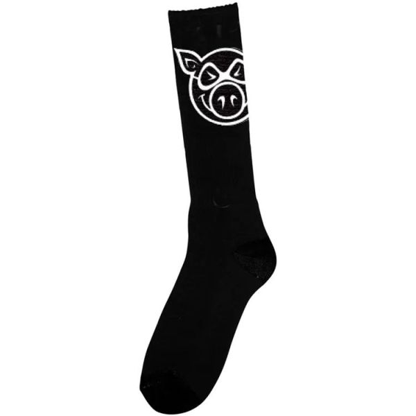 Pig Wheels Tall Socks - Black