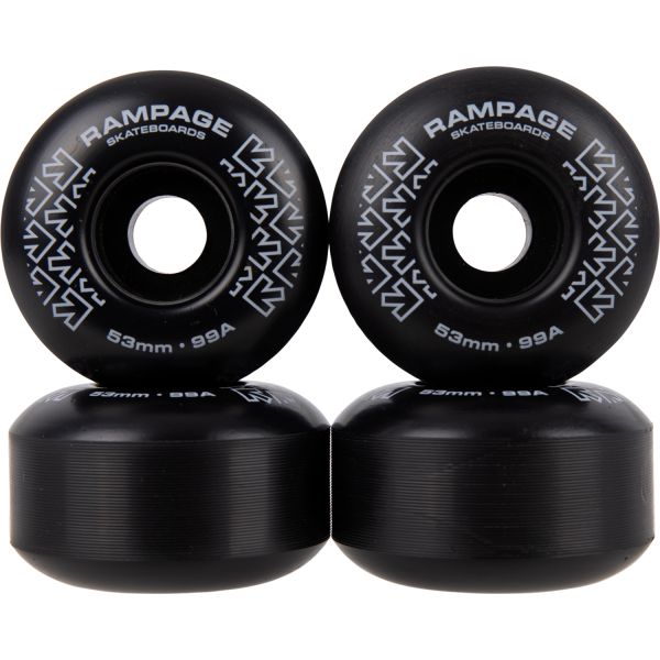 Rampage 99A Skateboard Wheels - Black/White 53 x 31mm