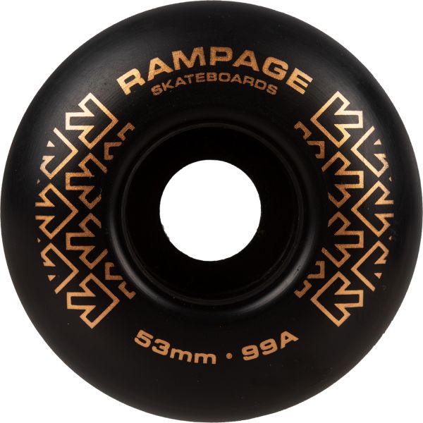 Rampage 99A Skateboard Wheels - 53 x 31mm - Black/Gold 53 x 31mm