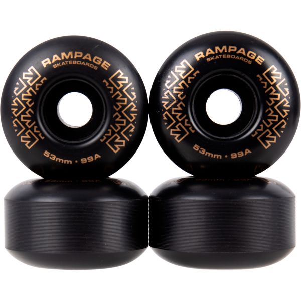 Rampage 99A Skateboard Wheels - 53 x 31mm - Black/Gold 53 x 31mm