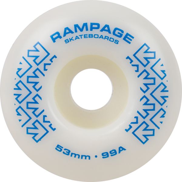 Rampage 99A Skateboard Wheels - 53 x 31mm - White/Blue 53 x 31mm