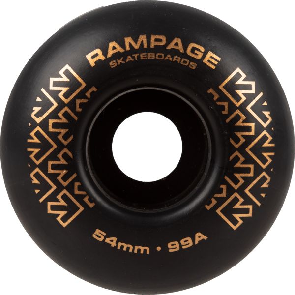 Rampage 99A Skateboard Wheels - 54 x 32mm - Black/Gold 54 x 32mm