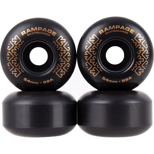 Rampage 99A Skateboard Wheels - Black/Gold 54 x 32mm