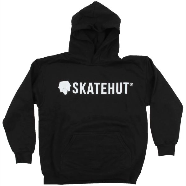 SkateHut Script Logo Kids Hoodie - Black/White
