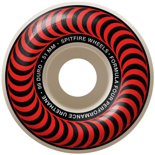 Spitfire Formula Four Classic 99a Skateboard Wheels - Red 51mm (Pack of 4)