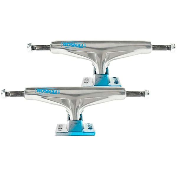 Tensor Alum Stencil Mirror Skateboard Trucks - Raw/Light Blue Fade 5.5&#039;&#039;