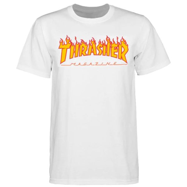 Thrasher Flame Logo T Shirt - White