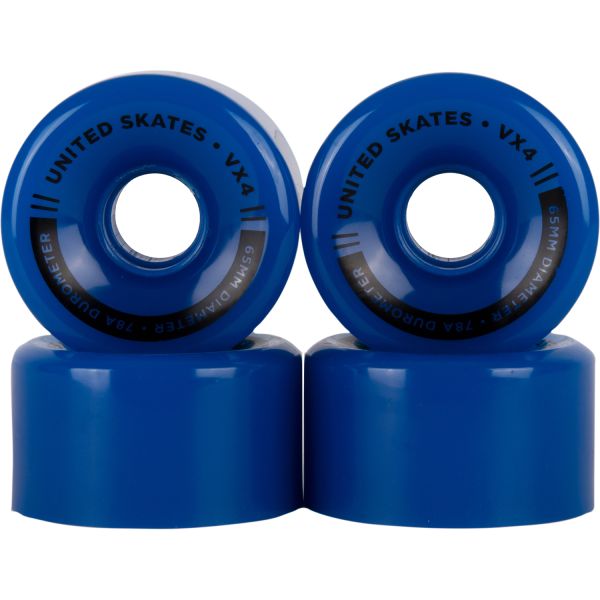 United Skates VX4 65mm x 36mm 78A Quad Roller Skate Wheels - Blue