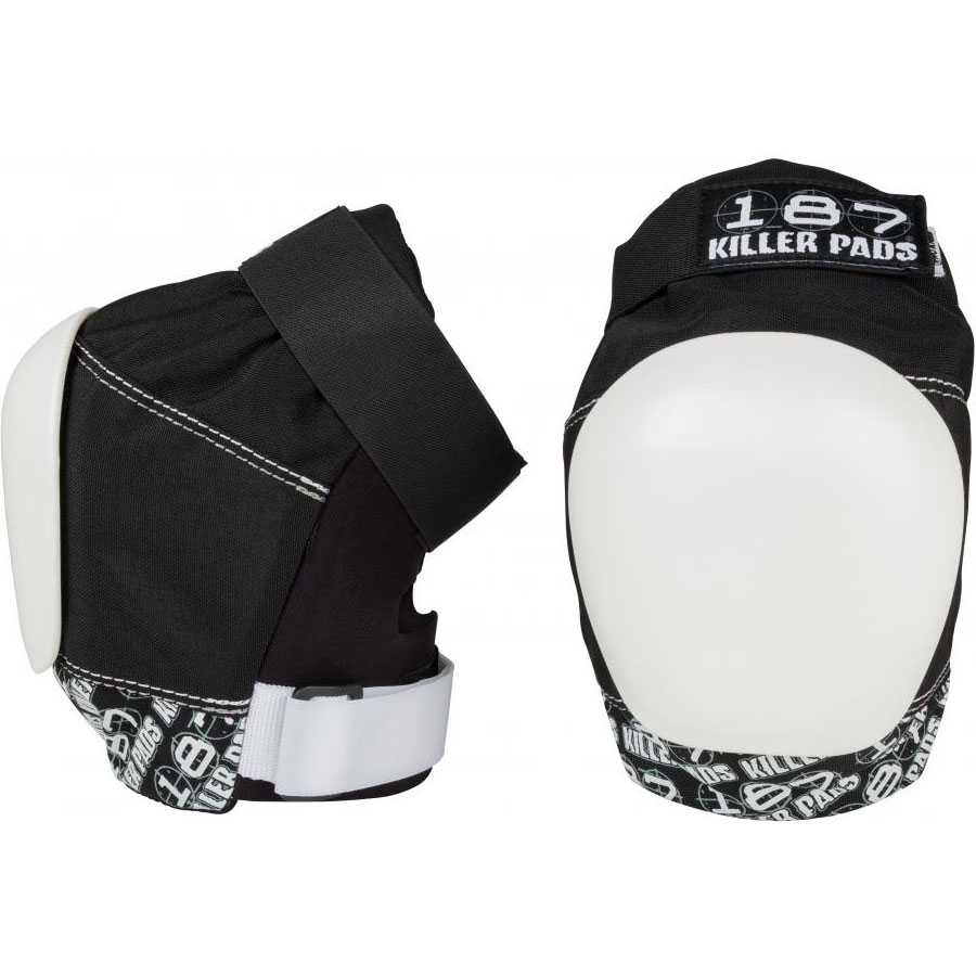 187 Killer Pro Knee Pads - Black/White | SkateHut