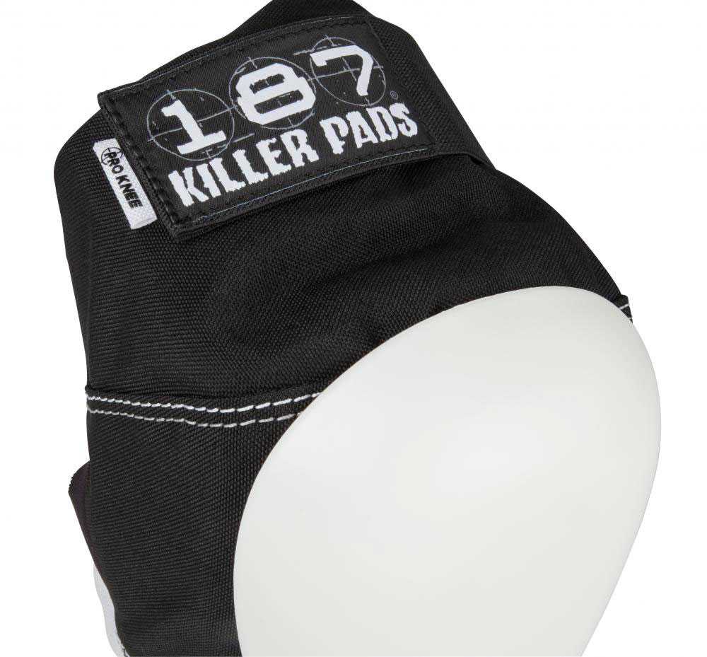187 Killer Pro Knee Pads - Black/White | SkateHut