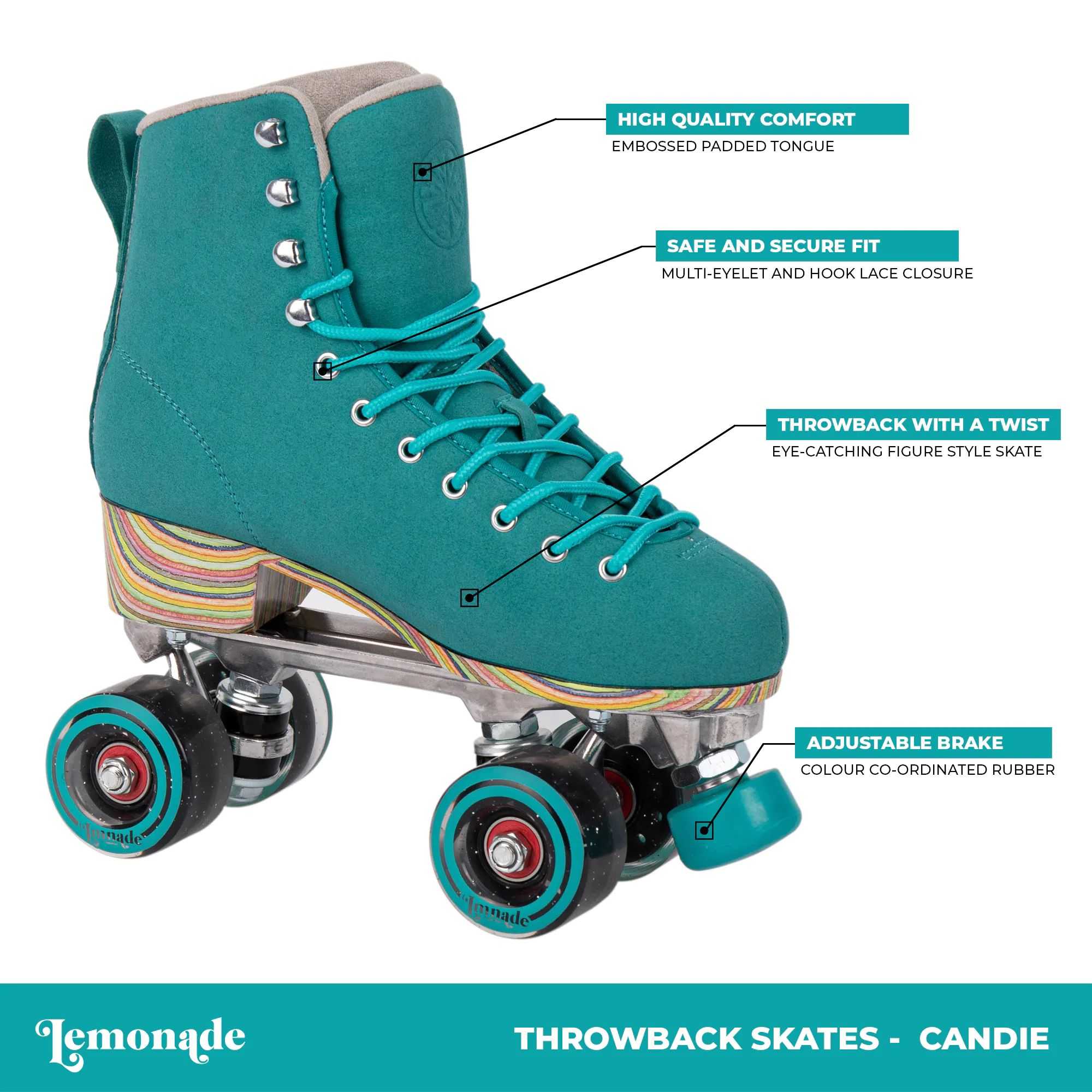 LMNADE Throwback Quad Roller Skates Candie (Turquoise) SkateHut