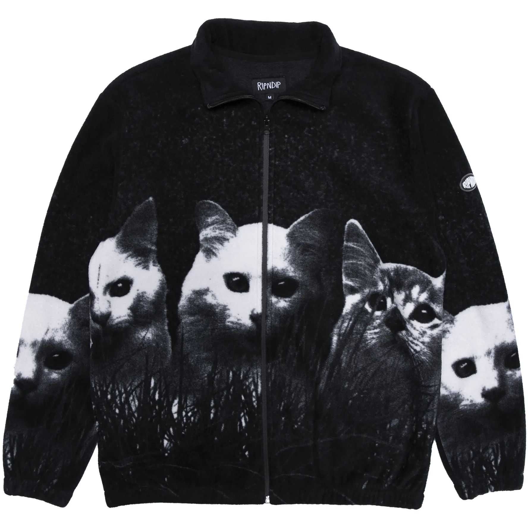RIPNDIP / FIELD OF CATS SHERPA JACKET/フリースジャケット/L/ポリエステル/ブラック/総柄// RIPNDIP Field Of Cats Sherpa Jacket - Black | SkateHut