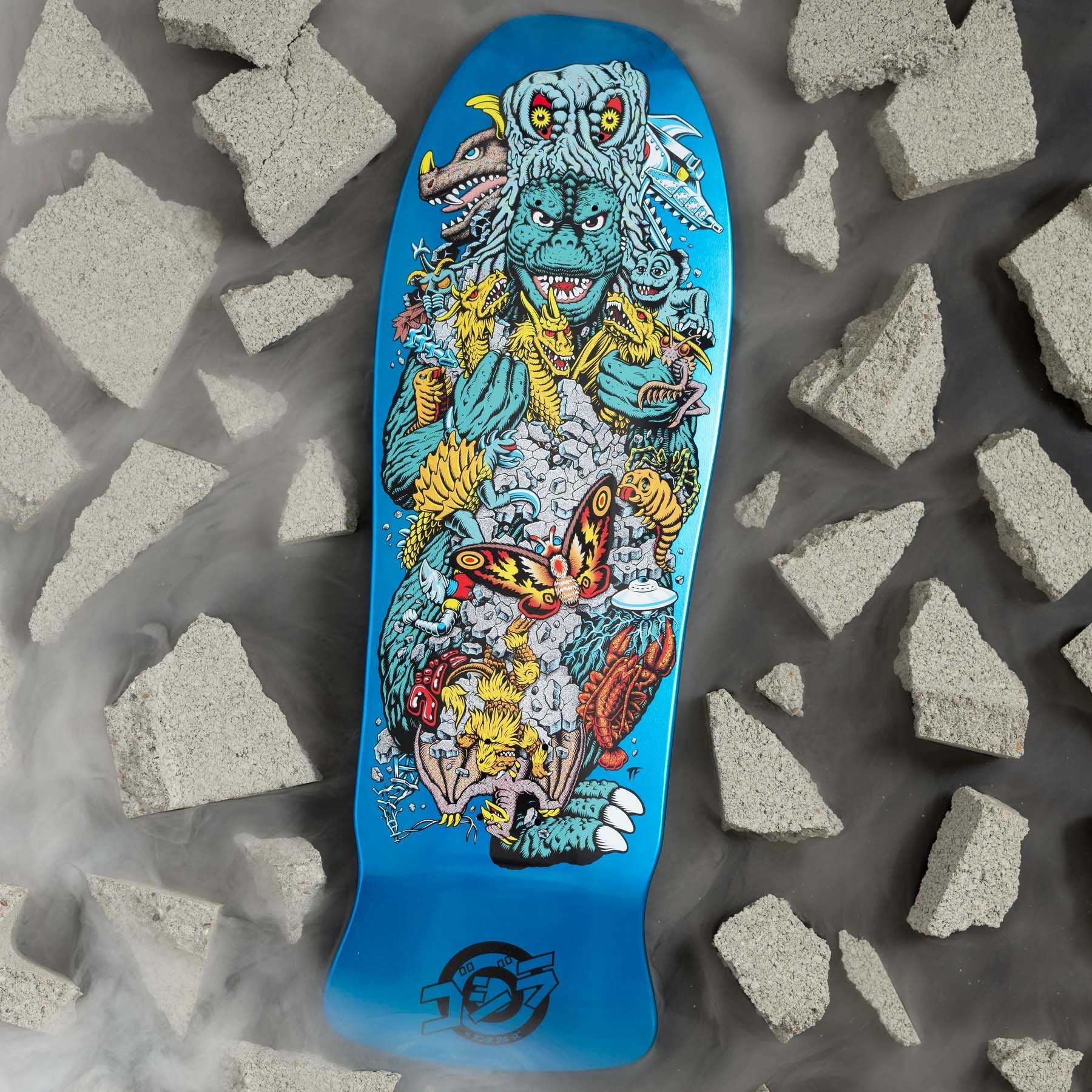 Santa Cruz x Godzilla Skateboard Deck - Kaiju Roskopp 10.125
