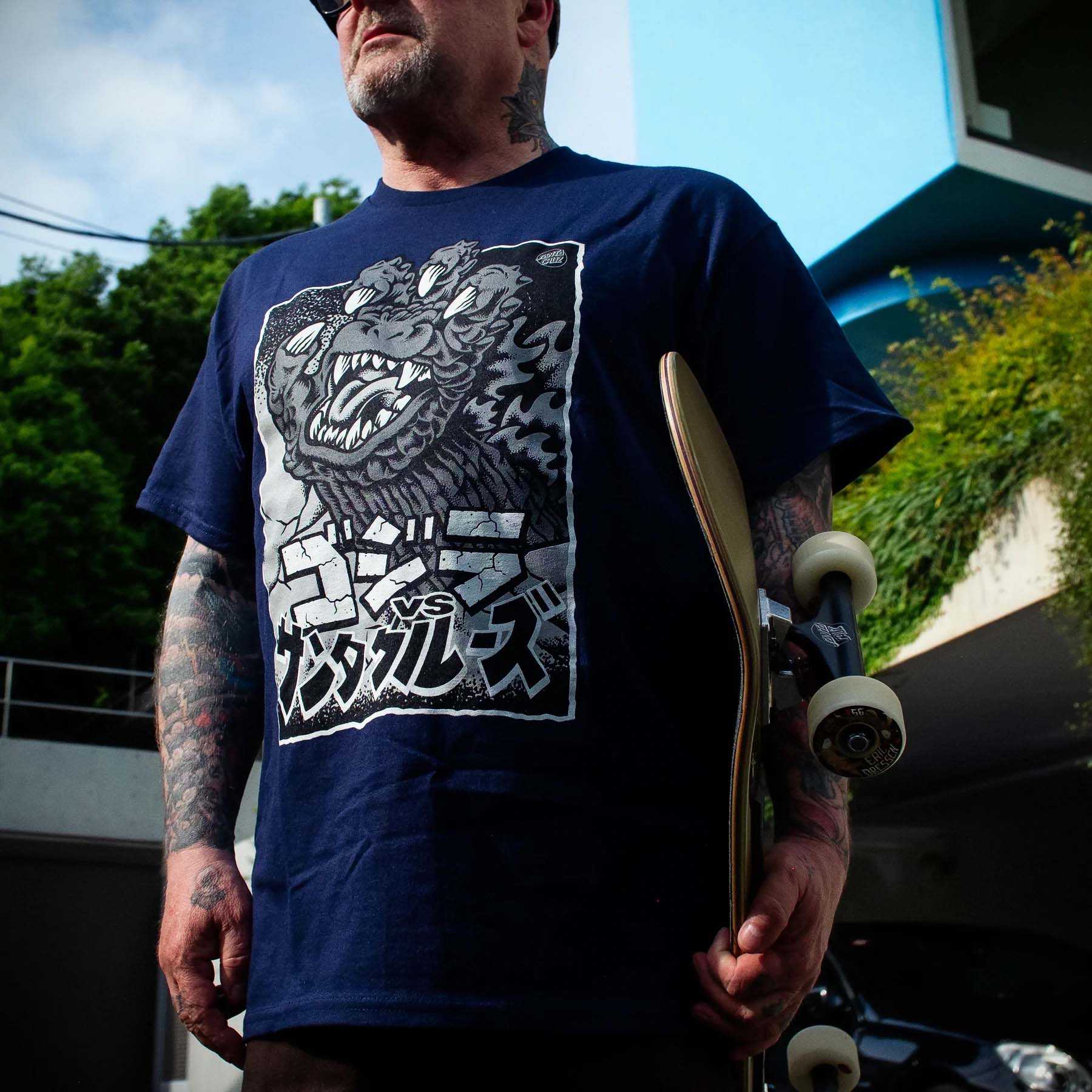 Santa Cruz x Godzilla Hand Front T Shirt - Navy | SkateHut