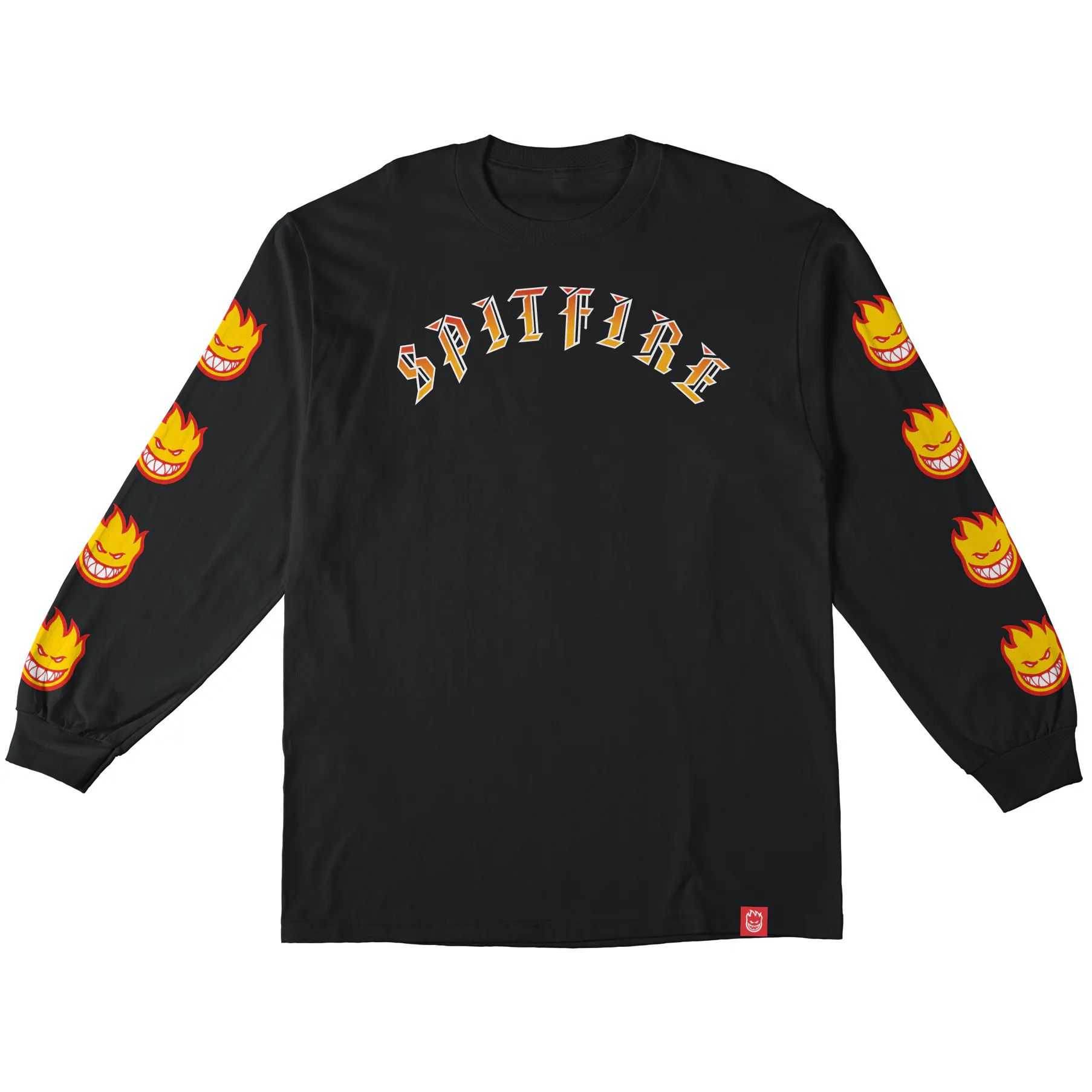 Spitfire Old E Bighead Fill Sleeve Long Sleeve T Shirt - Black/Red