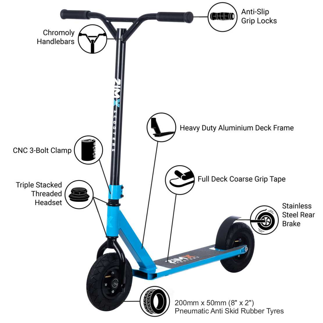 Zimx ZX Track Kids Dirt Scooter - Blue | SkateHut