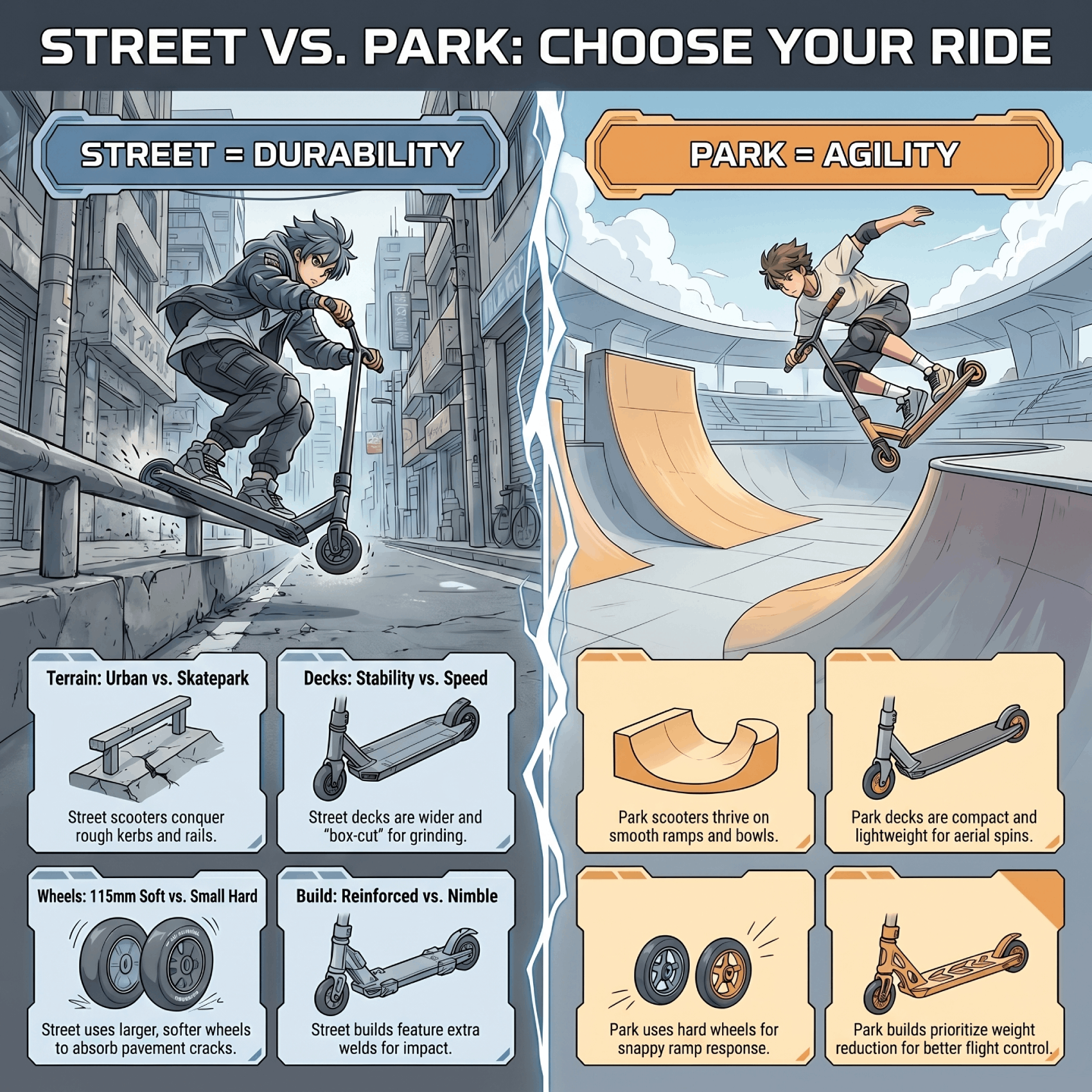 Street Vs Park Stunt Scooter Infographic